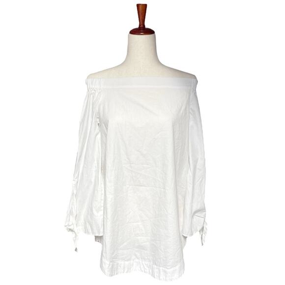 FREE PEOPLE Show Me Some Shoulder Crisp White Cotton Tunic Blouse Size XS - Picture 2 of 8